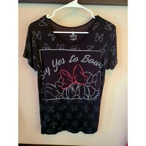 Minnie Mouse Disney Women's Small Black/Silver T-shirt‎ Disney Parks LONG